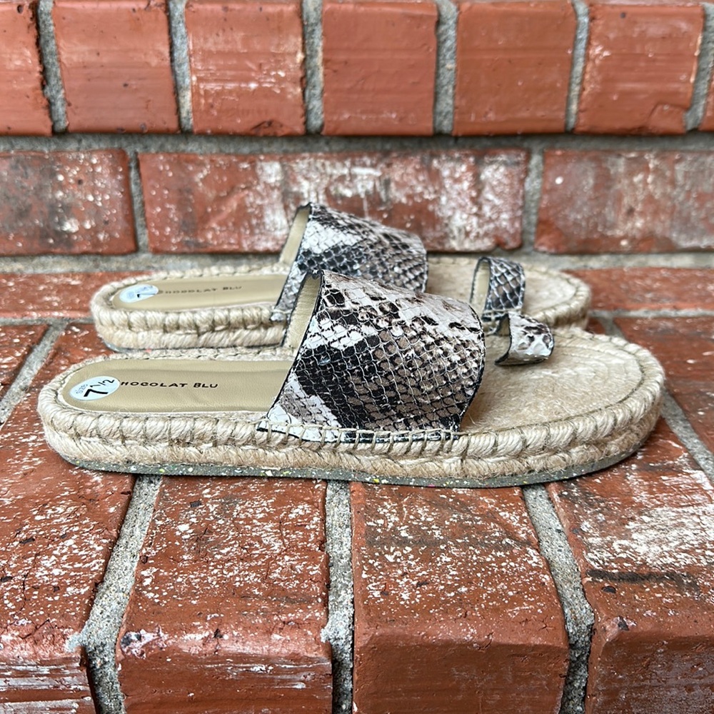 Chocolat Blu Snake Print Sandals